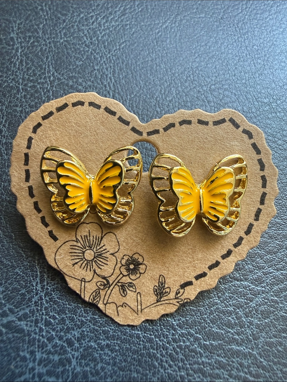 18kGold filled hypoallergenic yellow Butterfly Stud Earrings - Women Accessories